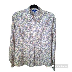 Multicoloured Floral Long Sleeved Shirt, Stretched Cotton